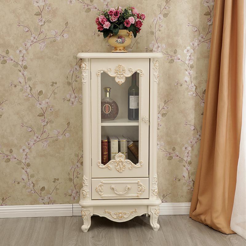森美人新款欧式单酒柜白餐边柜法式储物柜边柜 欧式奢华白色51*30*110单门
