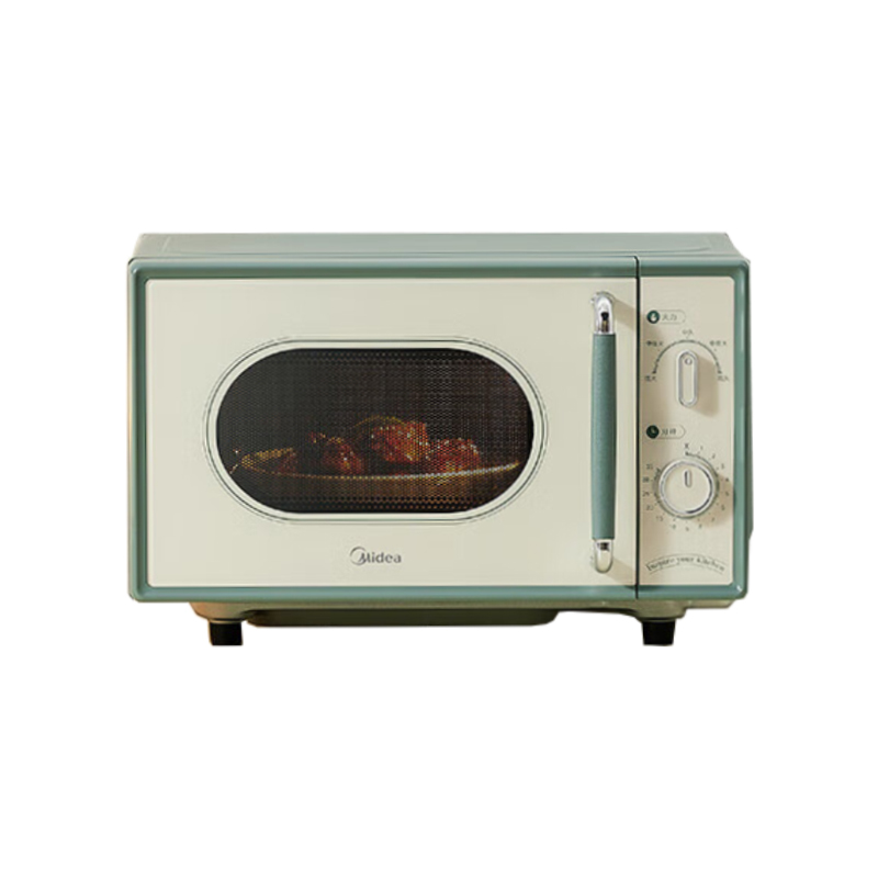 美的(Midea) 微波炉家用小型 复古旋钮薄荷曼波风 一级能效平板变频 低频轻音 M1G1