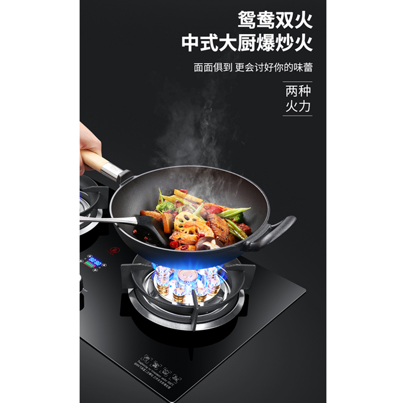 巧妙(QIAOMIAO)燃气灶天然气灶煤气灶双灶液化气灶家用定时灶具台式嵌入式双9腔大火灶 Q309-液化气自行安装高清大图