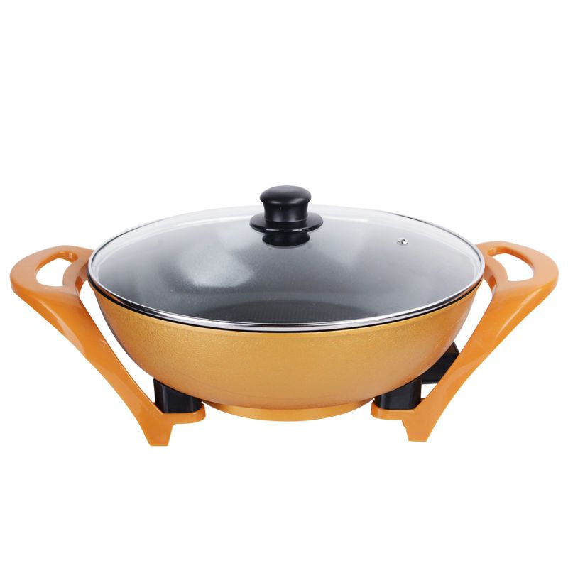 家用韩式多功能电炒锅电热锅电火锅元宝锅x6黑色麦饭石带蒸笼