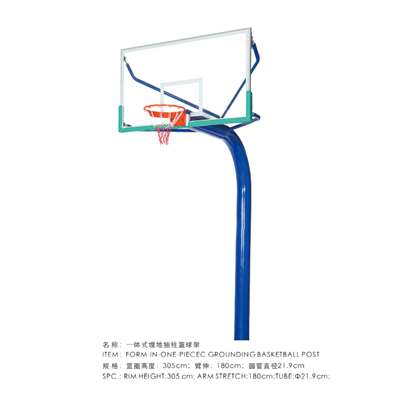 赤道线 户外标准比赛篮球架 一体地埋式篮球框 学校室内外运动 圆管埋地篮球架(一副) CDX-A042S007高清大图