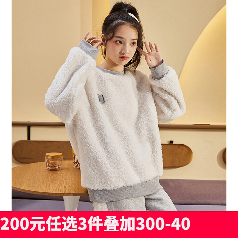 [2.5折价87元]还可叠券唐狮秋冬新款时尚女卫衣加绒加厚宽松百搭仿羊羔绒