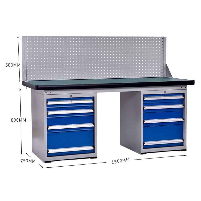 鑫虎威 重型钳工工作台工厂车间实验室试验台1.5米双四抽单挂板高清大图