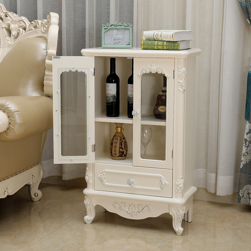 欧式酒柜橱柜田园餐边柜5抽柜欧式柜收纳柜单边玻璃柜子茶水柜子