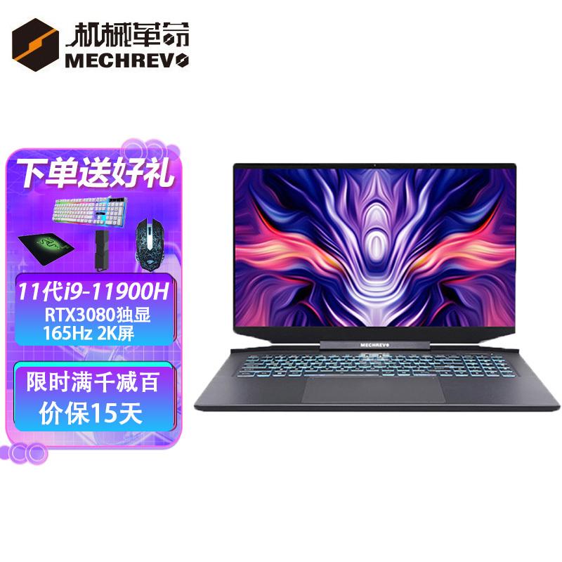机械革命(MECHREVO)钛钽PLUS 17.3英寸165Hz电竞游戏本笔记本电脑(11代i9-11900H 32G 1T+2T机械 RTX3080 2K支持独显直连)定制