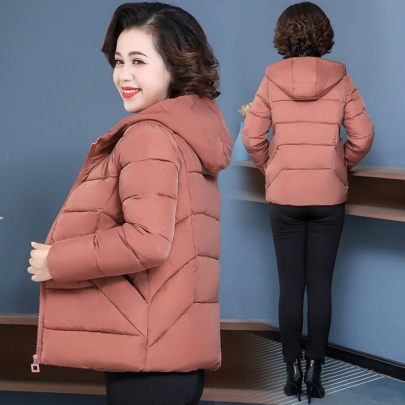 迪鲁奥(DILUAO)冬装外套女羽绒服女短款新款中年妈妈装小羽绒服女加厚洋气中老年品牌女装 湖蓝色 5XL建议穿145-165斤以内