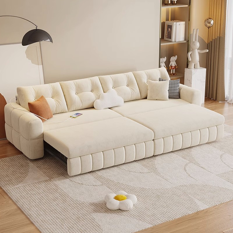 折叠沙发床两用小户型客厅多功能知渡耐磨猫爪绒布双三人组合直排沙发