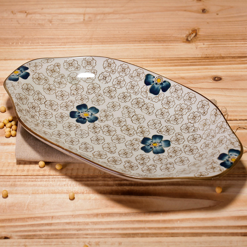 瓷物语餐具套装12英寸瓷物语ciwuyu大双耳鱼盘日式陶瓷手绘釉下彩12英寸蓝富贵菜盘 价格图片品牌报价 苏宁易购景德镇瓷物语旗舰店