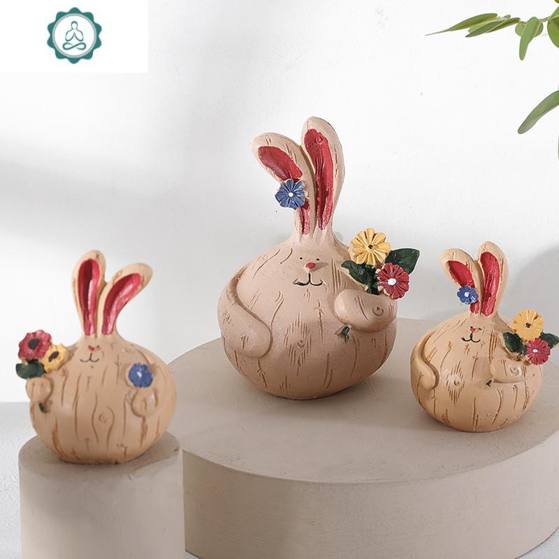 创意家居可爱胖兔子摆件客厅室内卧室桌面装饰品小摆设房间小饰品封后