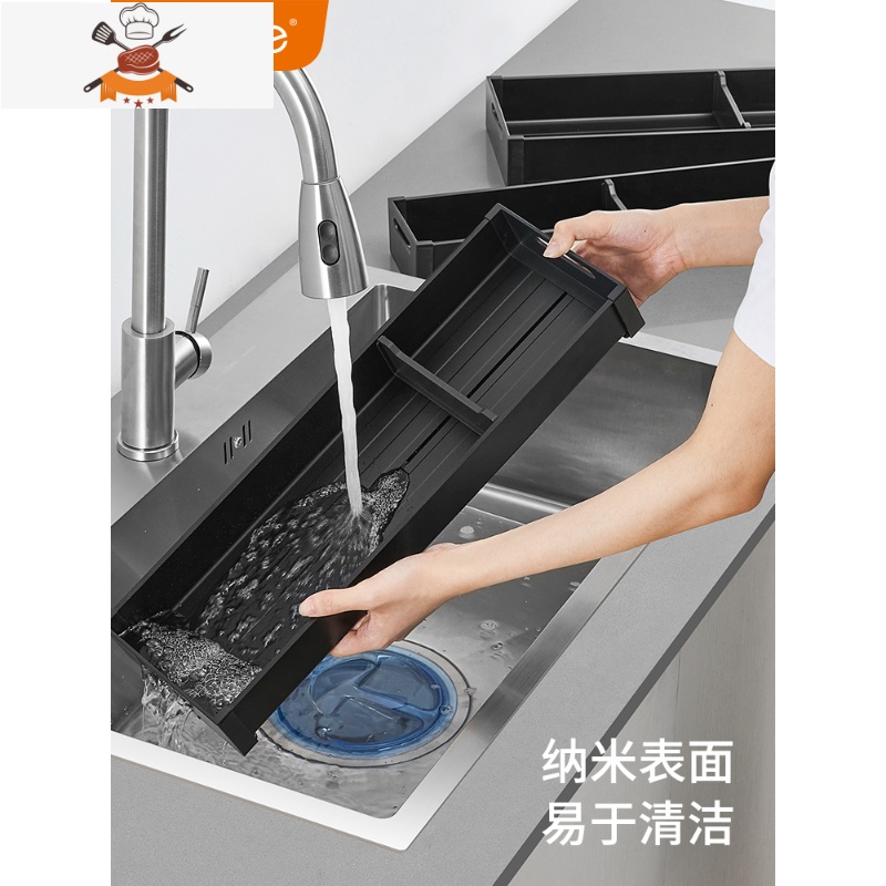 厨房抽屉收纳分隔橱柜餐具内置筷子刀叉收纳盒分格碗筷置物架 敬平 宽400 三件1*A+2*B餐具架高清大图