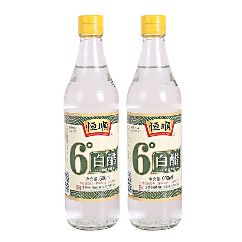 镇江特产 恒顺白醋500ml*6瓶装酸度6度凉拌泡大蒜洗脸泡脚酿造食醋高清大图
