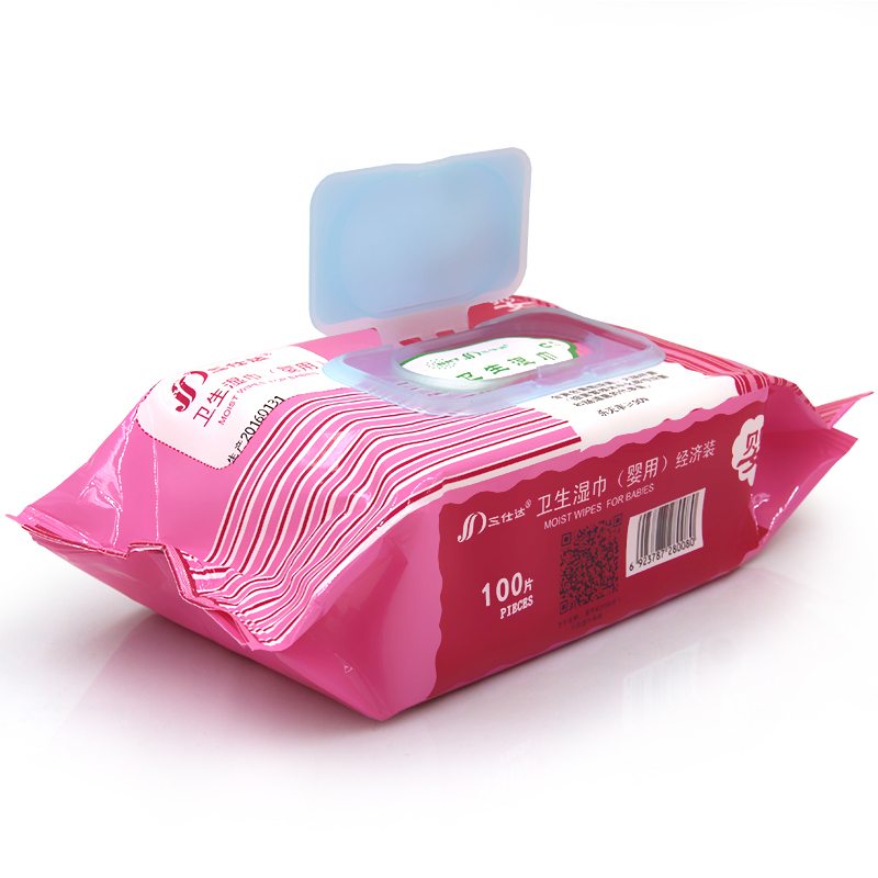三仕达婴儿手口湿巾宝宝卫生清洁柔肤湿纸巾100片3包装（婴儿专用）超值装