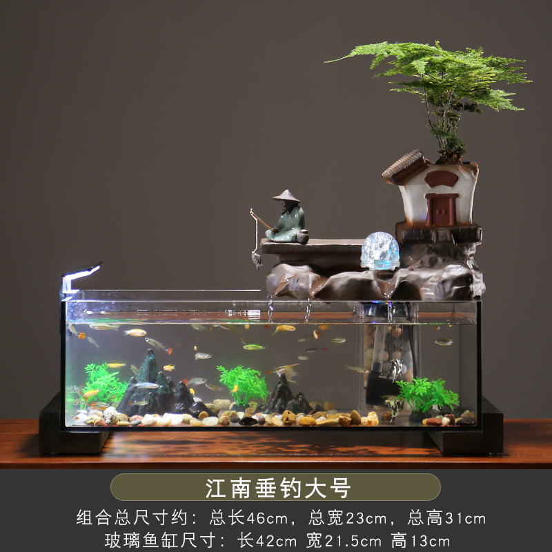 鱼缸流水摆件客厅家用循环水创意电视柜旁装饰办公室桌面开业礼品