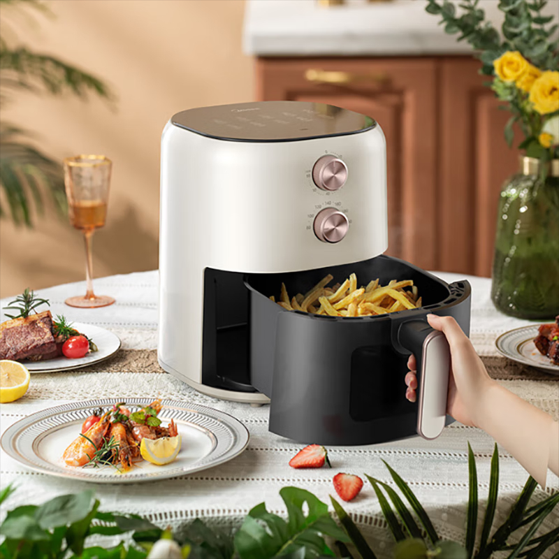 美的(Midea)空气炸锅 家用大容量可视窗口电炸锅4.5L 双旋钮精准控温 KZE459X9BD高清大图