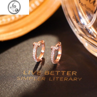 JiMiT字玫瑰金耳扣女高级感银银金耳环2023年新款潮经典镶钻小耳圈