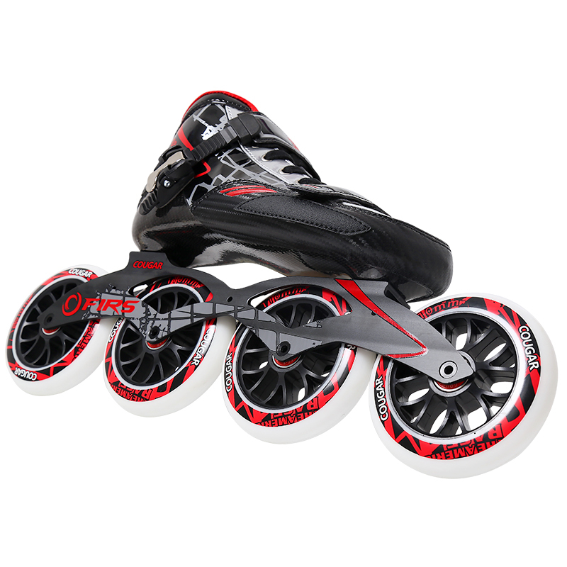 美洲狮速滑鞋竞速鞋成人大轮速度溜冰鞋碳纤直排轮滑鞋旱冰鞋男女