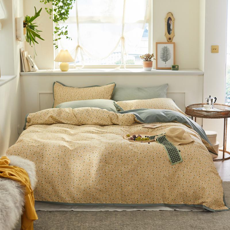 美帮汇全棉四件套田园风小碎花全棉被套床单人小清新宿舍三件套床上用品高清大图