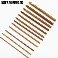 碳化竹钩针套装编织工具竹柄圆头炭化钩针毛线毛衣针金属钩针简约针织用品