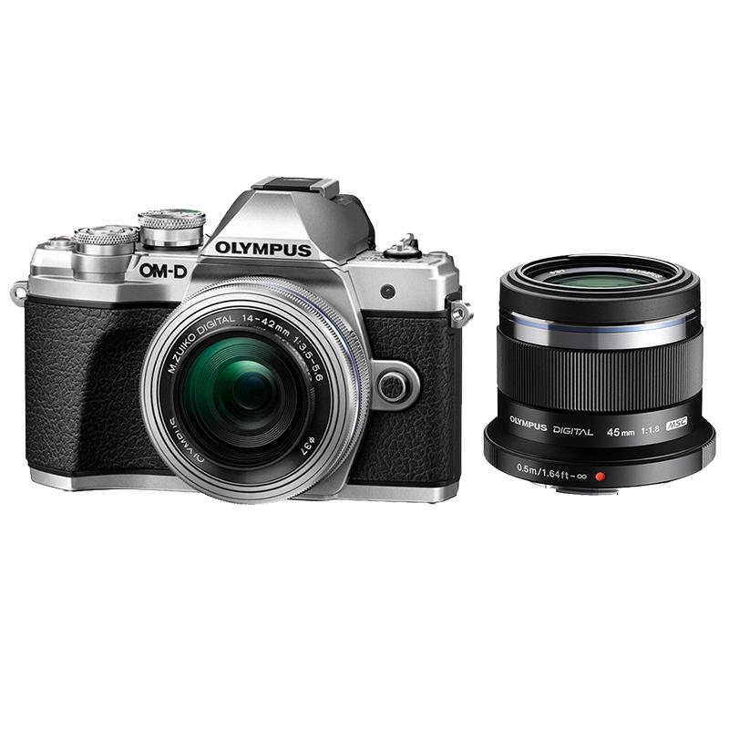 奥林巴斯E-M10 MarkIII-14-42mm EZ + 45/1.8 黑 微单双镜头套装1605万像素