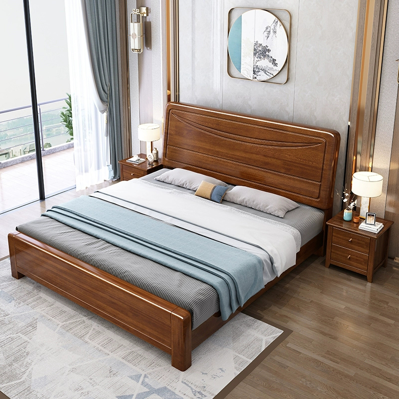 鑫金虎 新中式实木床现代简约双人床胡桃木主卧出租房1.8m高清大图
