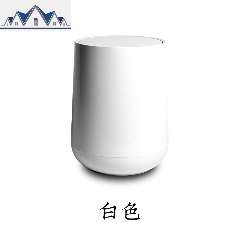 塑料垃圾桶家用客厅卧室按压式厨房卫生间夹缝垃圾桶大号有盖纸篓_2_489 白色直径22.5-高31.7CM