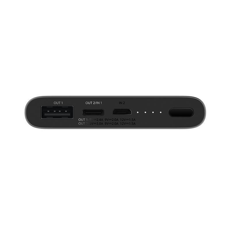 小米移动电源3充电宝10000毫安USB-C大容量双向快充超薄便携冲电 黑