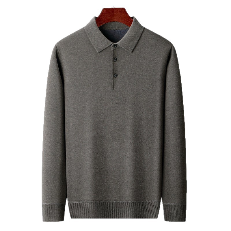 含6%羊毛加绒毛衣男2025秋冬季新款翻领加厚保暖一体绒男士针织衫高清大图