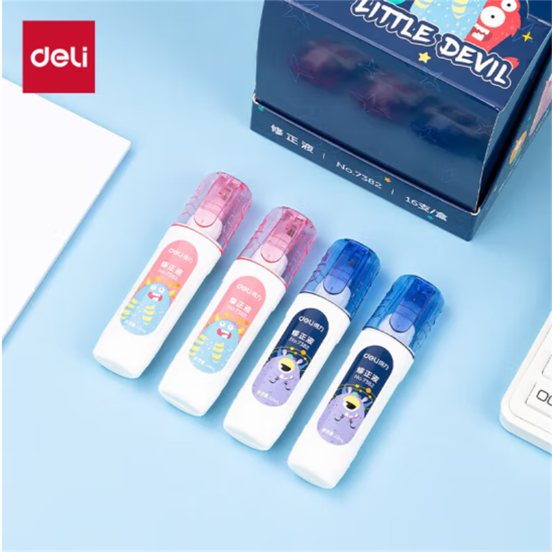 得力(deli)12ml笔形修正液涂改液改正液不锈钢笔头修正笔7382 单支装 27支起售高清大图