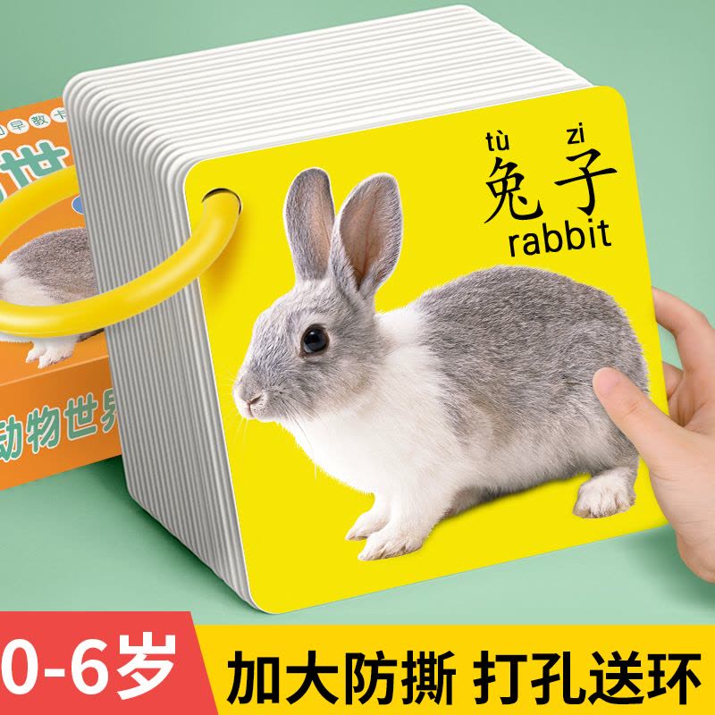 动物卡片早教认知启蒙书儿童识字宝宝看图识物幼儿数字卡玩具2430图片
