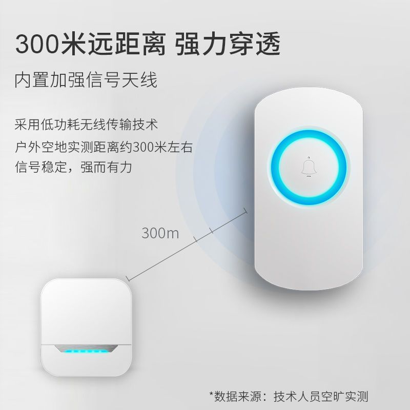 无线家用电子铃超远距离遥控一拖一拖二电子遥控呼叫铃 3门铃主机+1门铃按钮