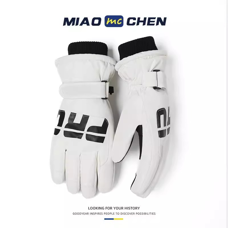 滑雪手套冬天加绒加厚防水防寒保暖 男士PRO-白色高清大图