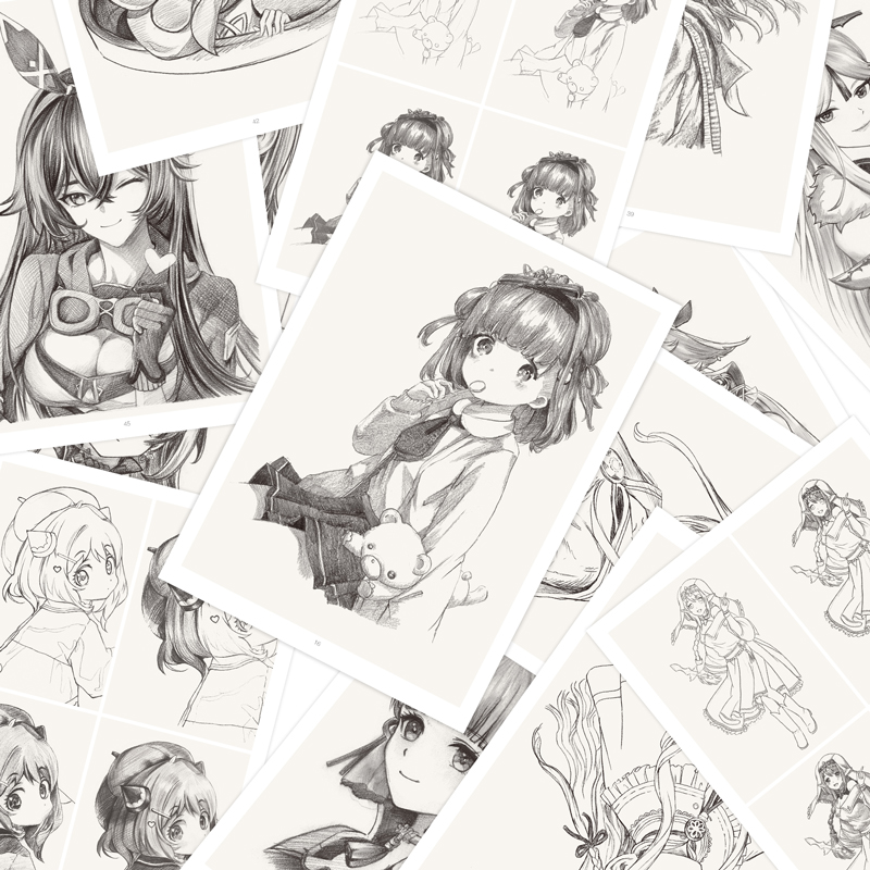 [醉染正版]素描漫画临摹卡美少女视频同步动漫人物绘画教程书手绘头像二次元q版卡通美术画画零基础入门插画儿童技法线稿步骤1高清大图