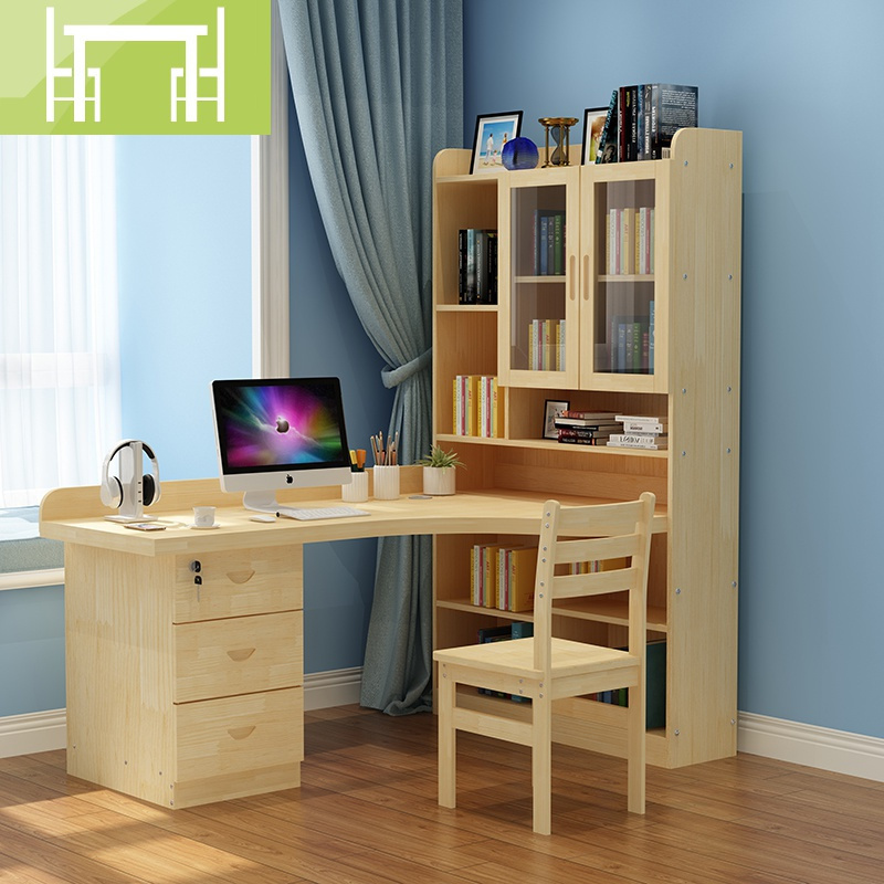 逸家伴侣飘窗书桌书架组合带书柜一体儿童拐角电脑桌台式卧室初中学生