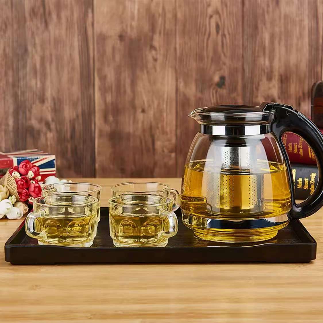 紫丁香 LILAC 茶盘托盘蓄水茶台日式创意托盘环保 大号 黑仿木盘高清大图