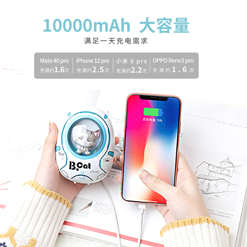 黄油猫太空舱充电宝礼盒 可爱创意大容量便携式移动电源多功能充电器 B.cat款 all in