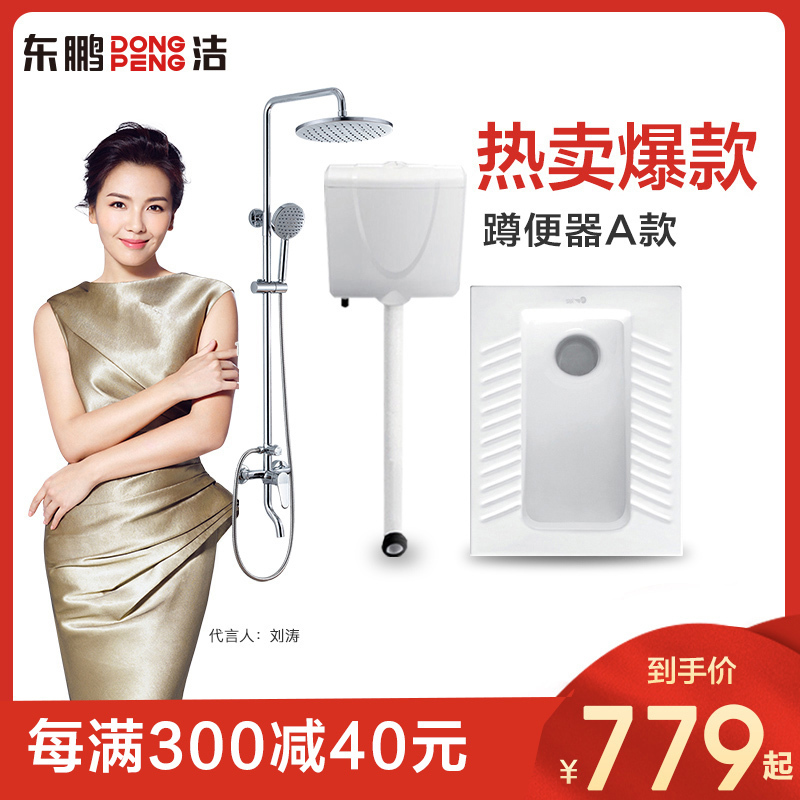 东鹏卫浴蹲便器蹲坑式大便池家用蹲厕整套装卫生间防臭便盆冲水箱套装
