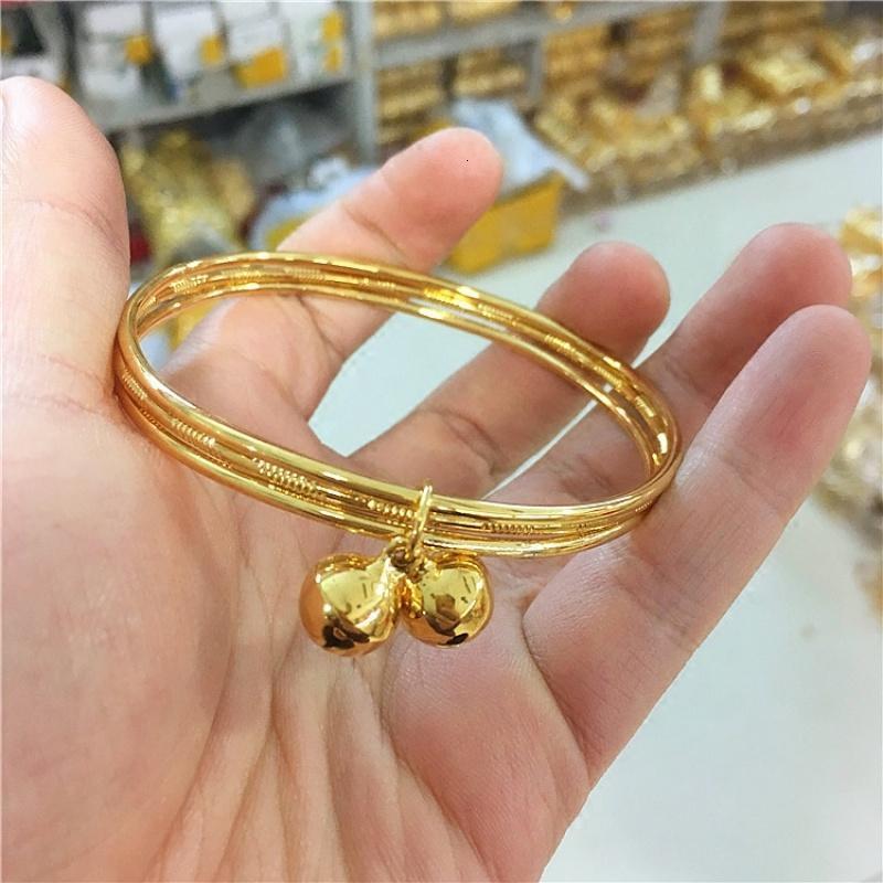 沙金三环套圈细手镯镀金饰品防过敏手链镀黄金龙凤镯结婚首饰送女朋友老婆生日礼物送女朋友七夕情人节礼物