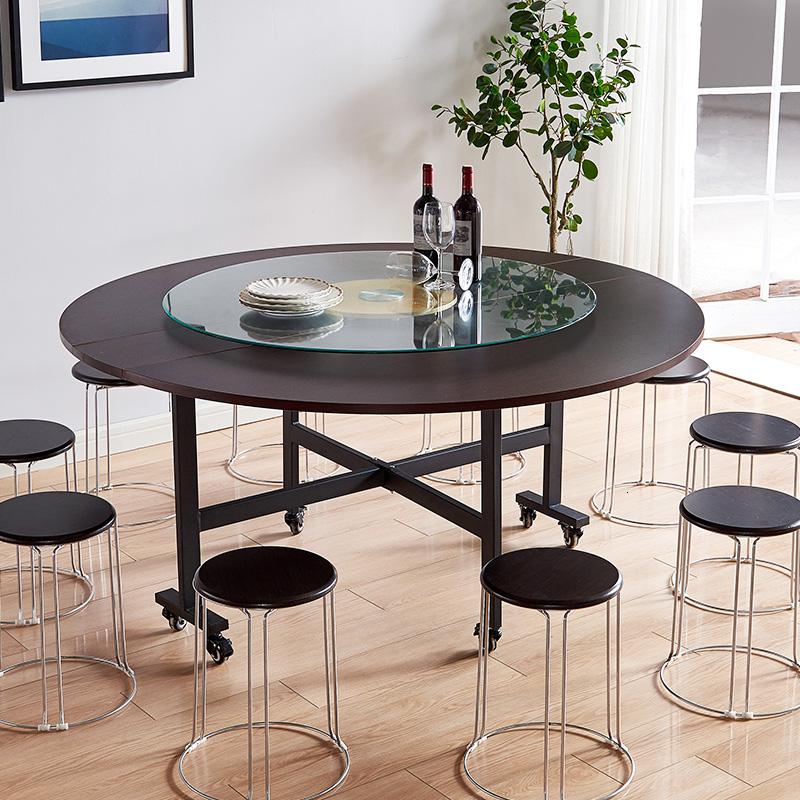 折叠桌餐桌家用大圆桌圆形桌面多功能可移动吃饭桌小户型简易桌子_685_77高清大图