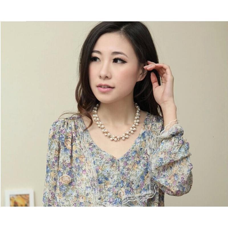 韩版 时尚个性百搭珍珠粗链条女短款水钻 婚礼项链 饰品送女朋友老婆生日礼物送女朋友七夕情人节礼物
