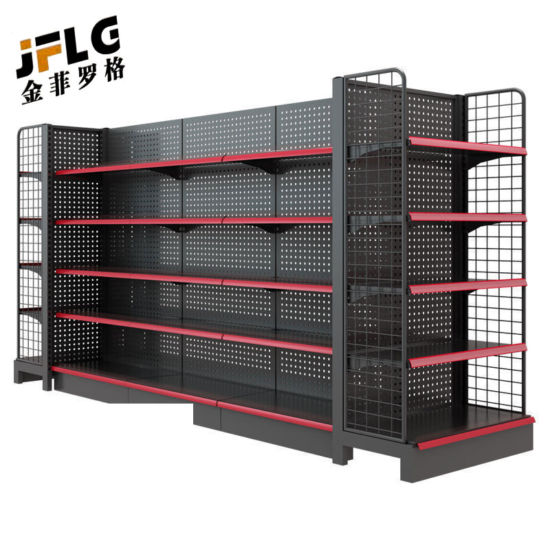 金菲罗格超市货架展示架子双面中岛置物架 单面副架90*40*135高清大图