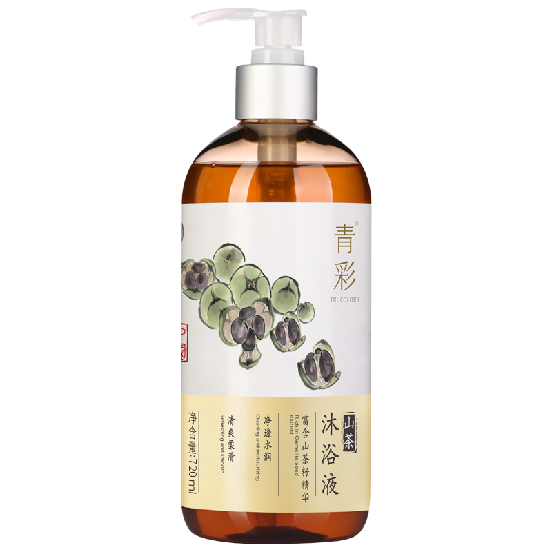 青彩山茶弱酸性沐浴露清洁配方滋润嫩滑沐浴露家庭装大容量高清大图