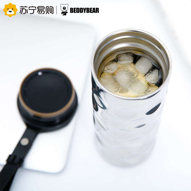 韩国正品杯具熊新品曲镜波浪镜面保温杯情侣款时尚潮流便携水杯