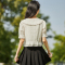 唐狮夏季新款短袖衬衫女白色娃娃领泡泡袖衬衣甜美韩系上衣