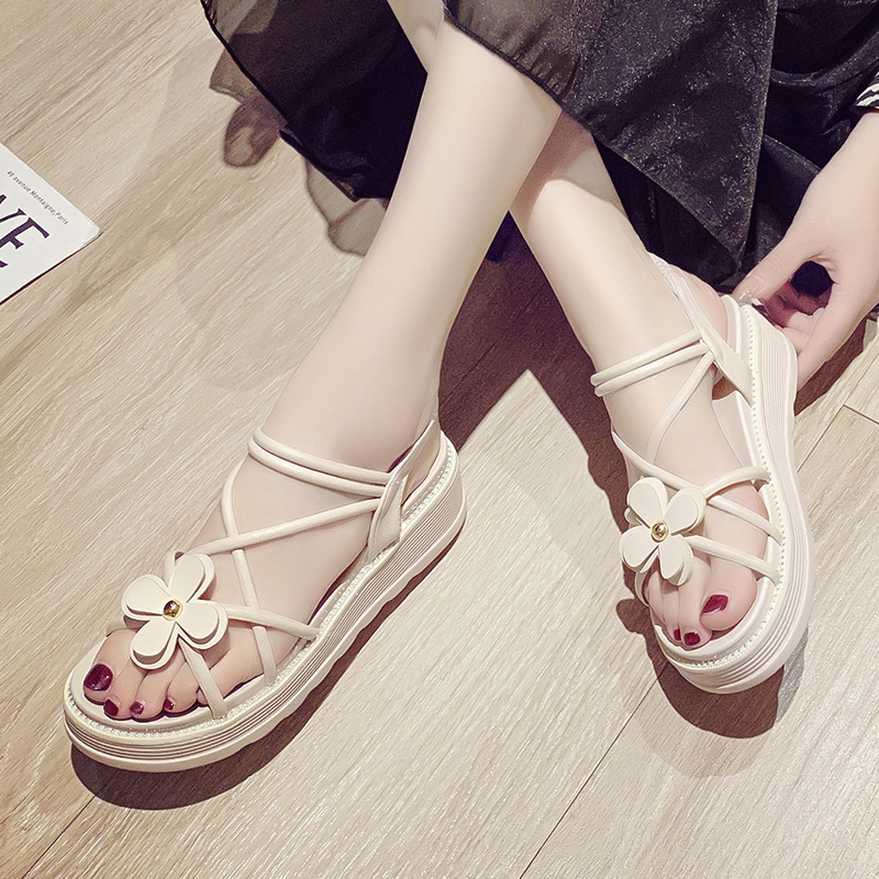 lonsdale沙滩凉鞋女夏季新款学生百搭时尚罗马凉鞋仙女风花朵拖鞋