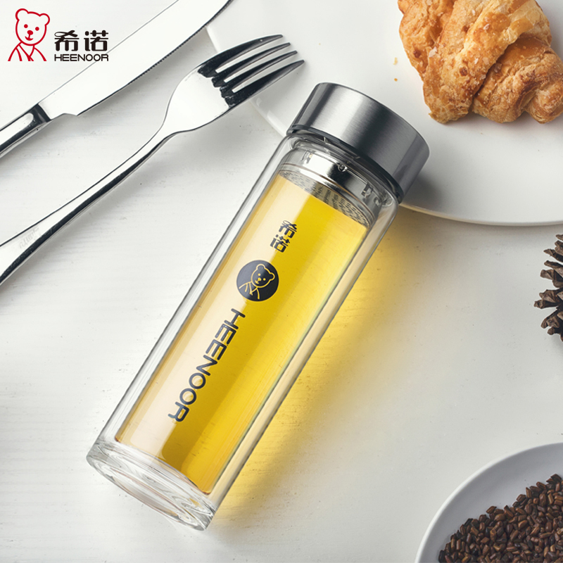 希诺 XN-6505 双层玻璃杯女士便携水杯 图色.