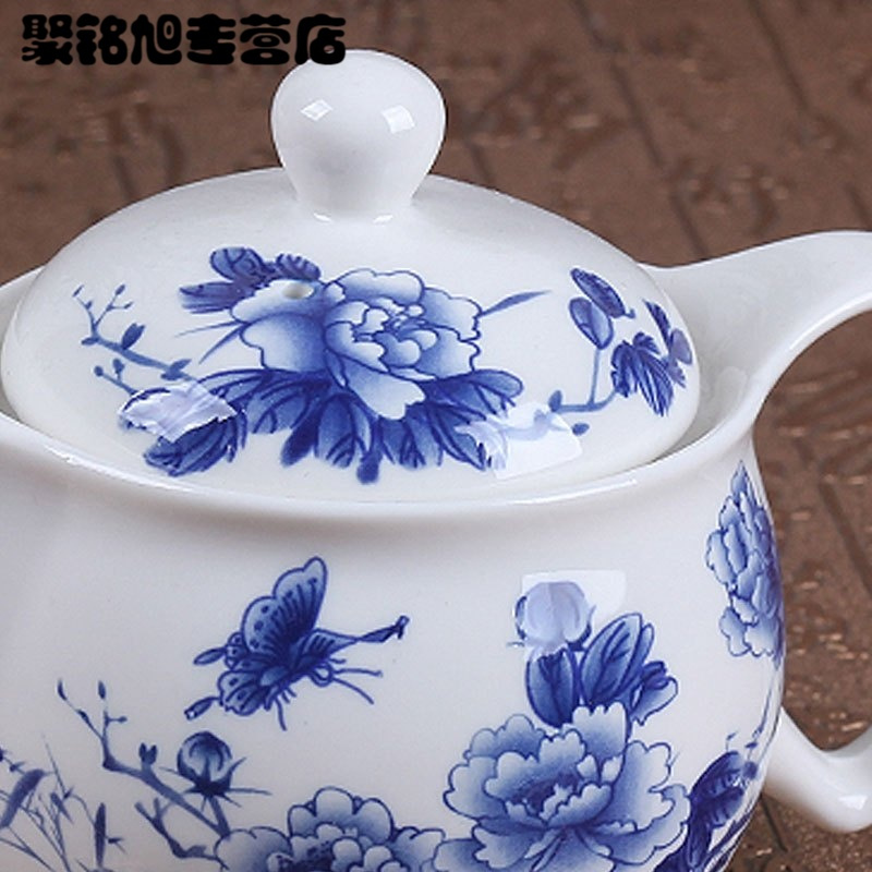 陶瓷茶壶大号单壶功夫茶具冲茶器小山水青花瓷过滤泡茶壶生活日用家居器皿水具水杯创意简约陶瓷茶壶