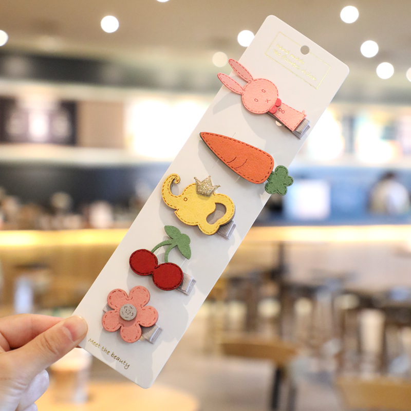 韩国儿童发饰卡通小黄鸭发夹宝宝发卡子兔子女童边夹头花公主头饰