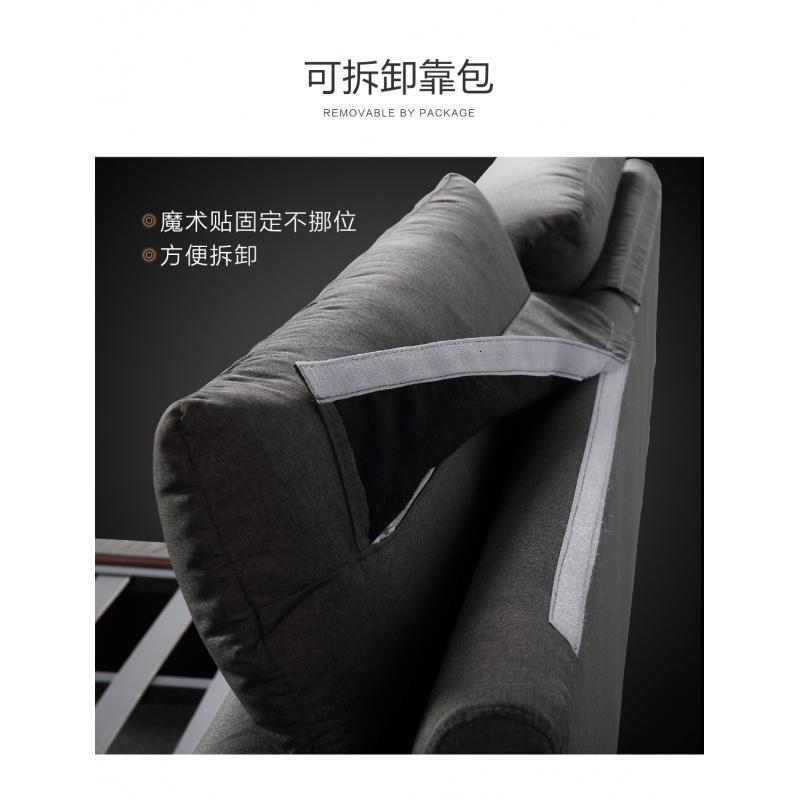 可拆洗布艺床小户型软包布床卧室双人床现代简约榻榻米北欧风婚床 单床+1柜子+椰棕床垫1800mm*1900mm组装式架子床