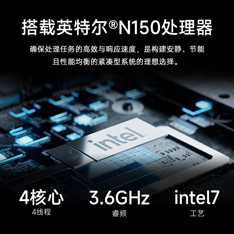 异能者联想生态 U33 mini迷你主机 台式机商务办公电脑(N150 16G LPDDR5内存 256G SSD)高清大图