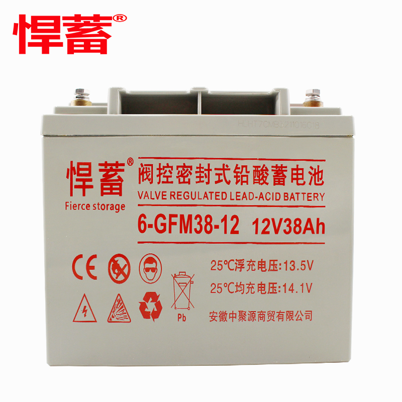 12V38AH太阳能专用蓄电池应急灯直流屏EPS消防UPS通信电瓶6GFM38-12高清大图
